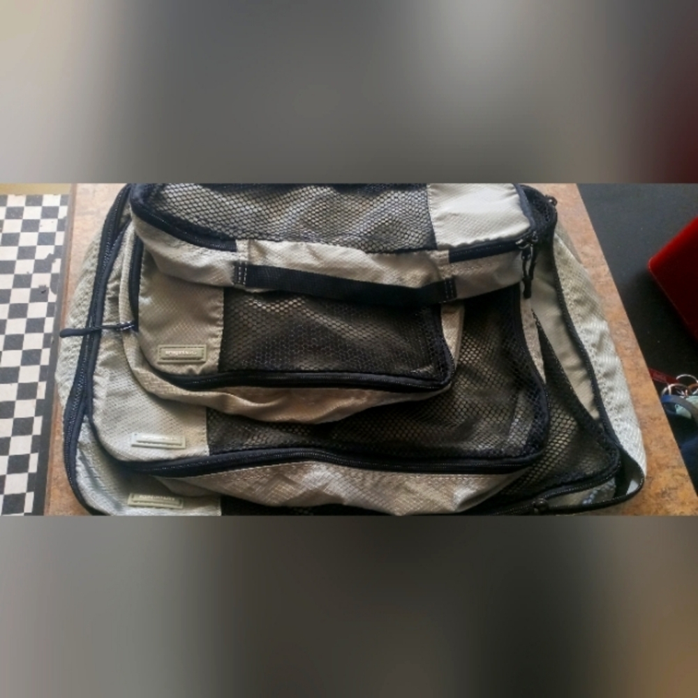 Men's Black and Gray Mesh Travel Organizer Bag Set of #4 different sizes